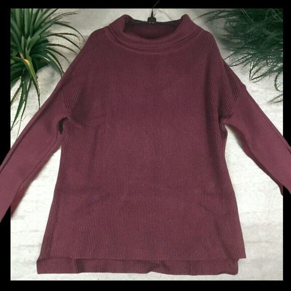 Devotion by Cyrus Women’s M Maroon Cowl Neck Ribbed Tunic Sweater NWOT - Picture 2 of 14